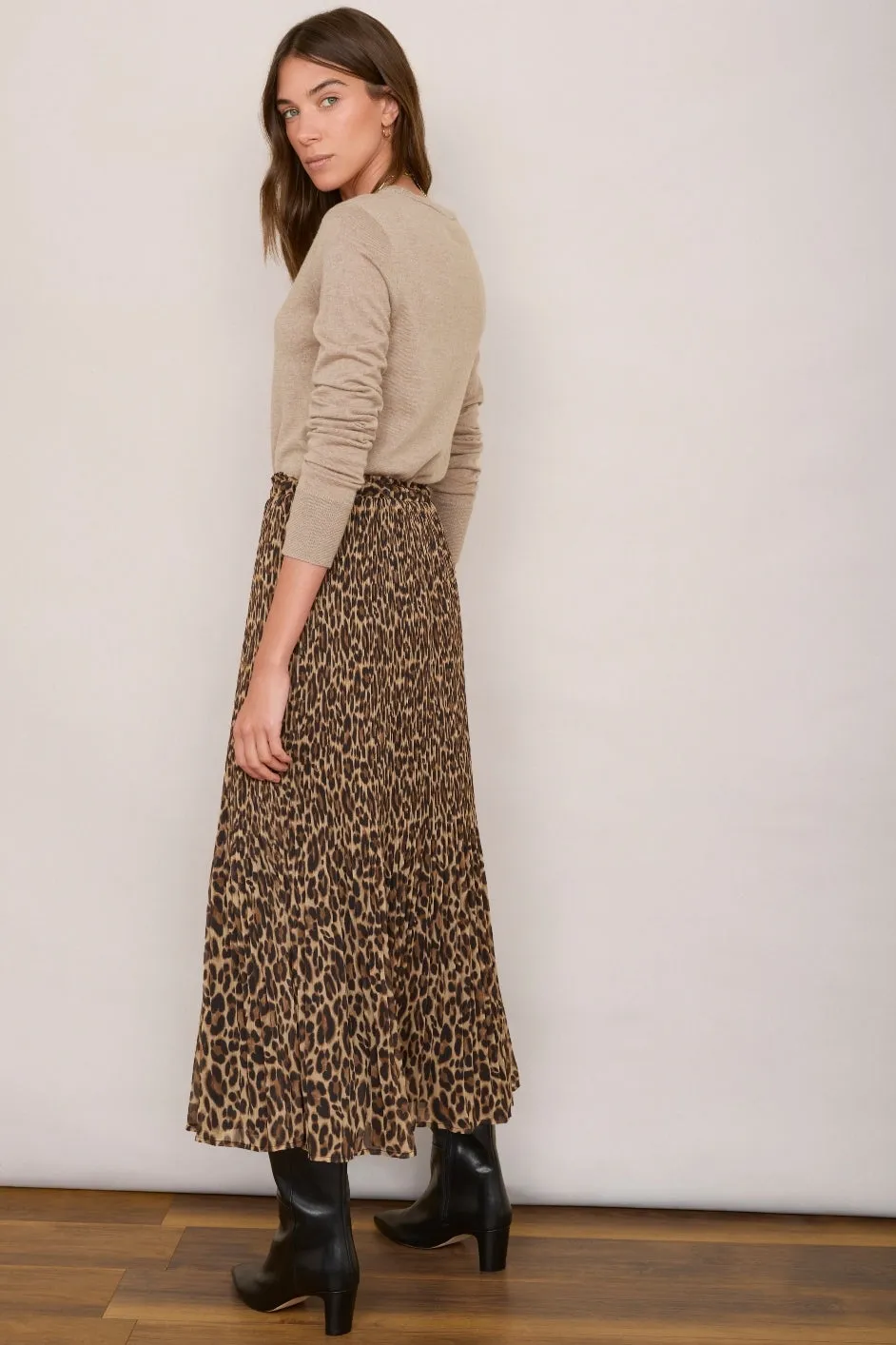 Estelle Plisse Skirt - Leopard