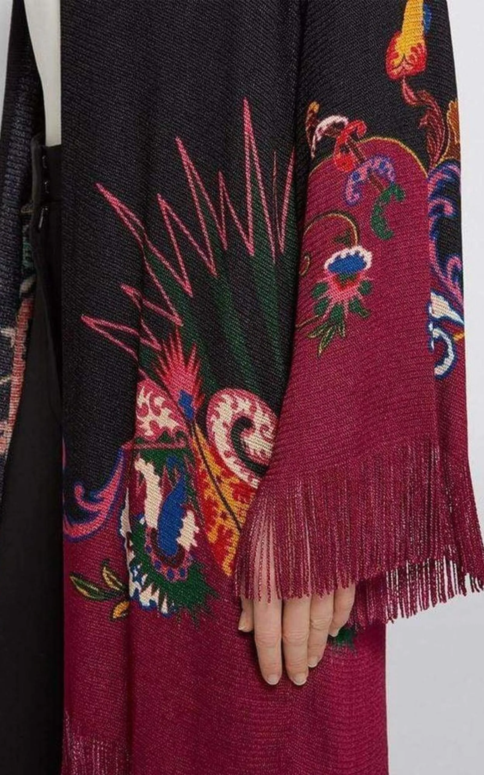 ETRO  |Fringe Jacquard Floral Cardigan Jacket