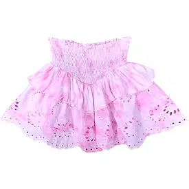 FBZ Pink Tie Dye Eyelet Tiered Skirt