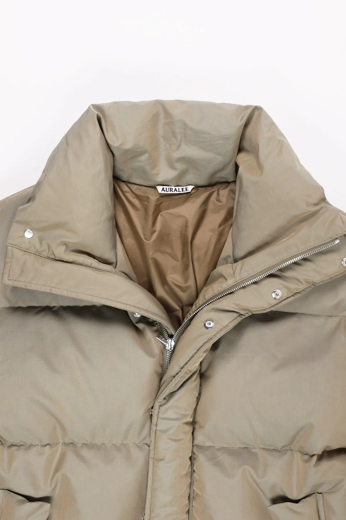 Finx Polyester Chambray Down Coat - Olive Khaki Chambray