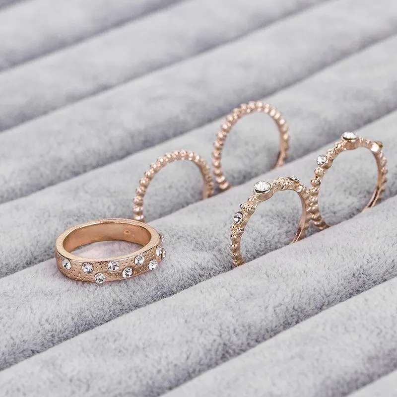 Five Piece Rose Gold Ring Set