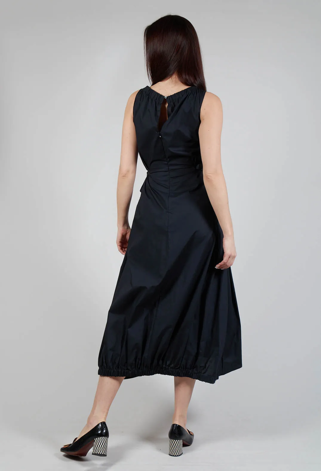 Flared Poplin Dress in Black