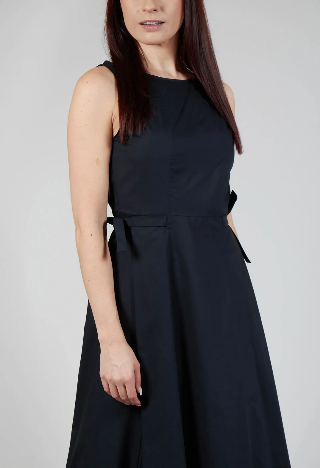 Flared Poplin Dress in Black