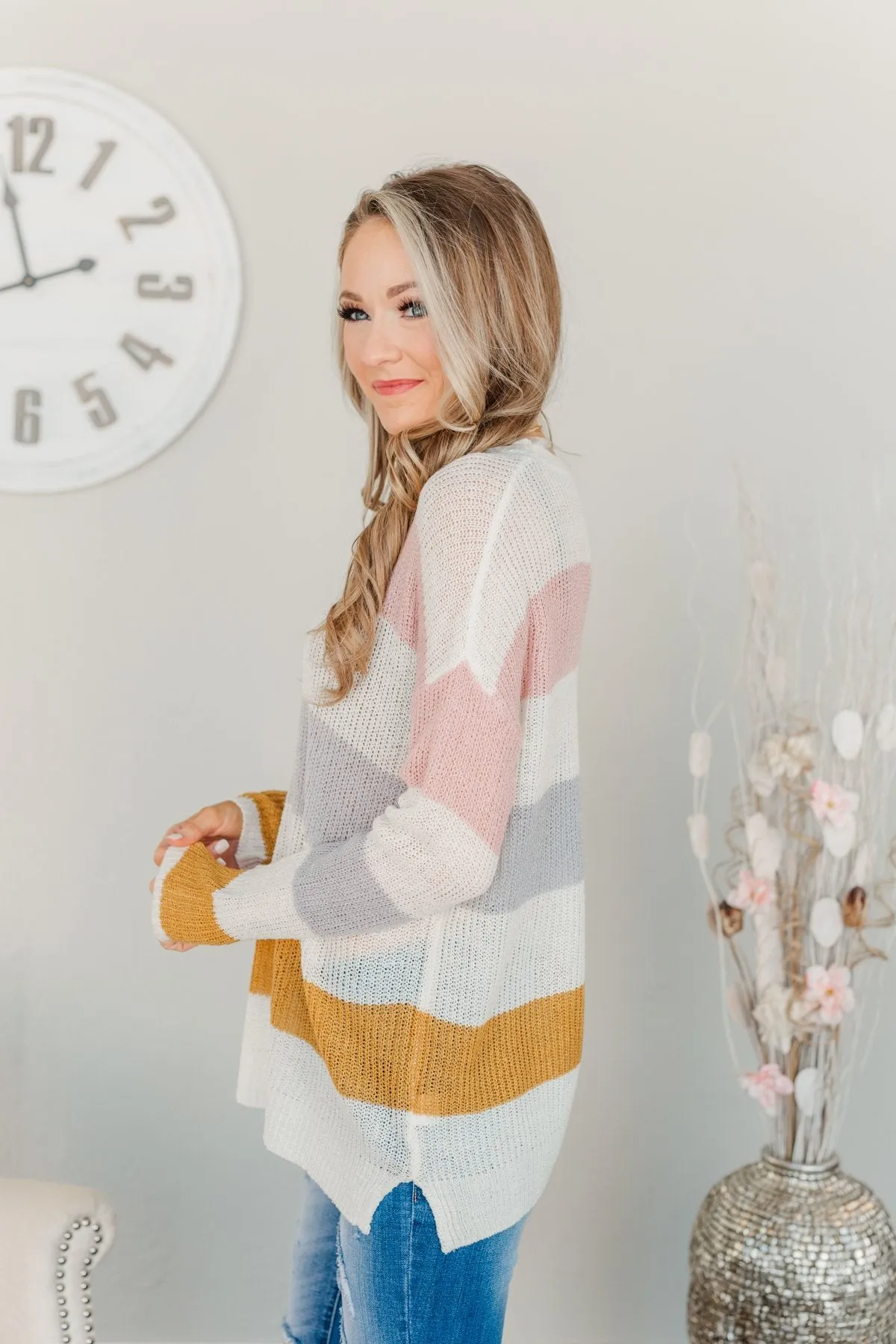 Focus On The Good Knit Sweater- Ivory, Blush, Camel, & Grey