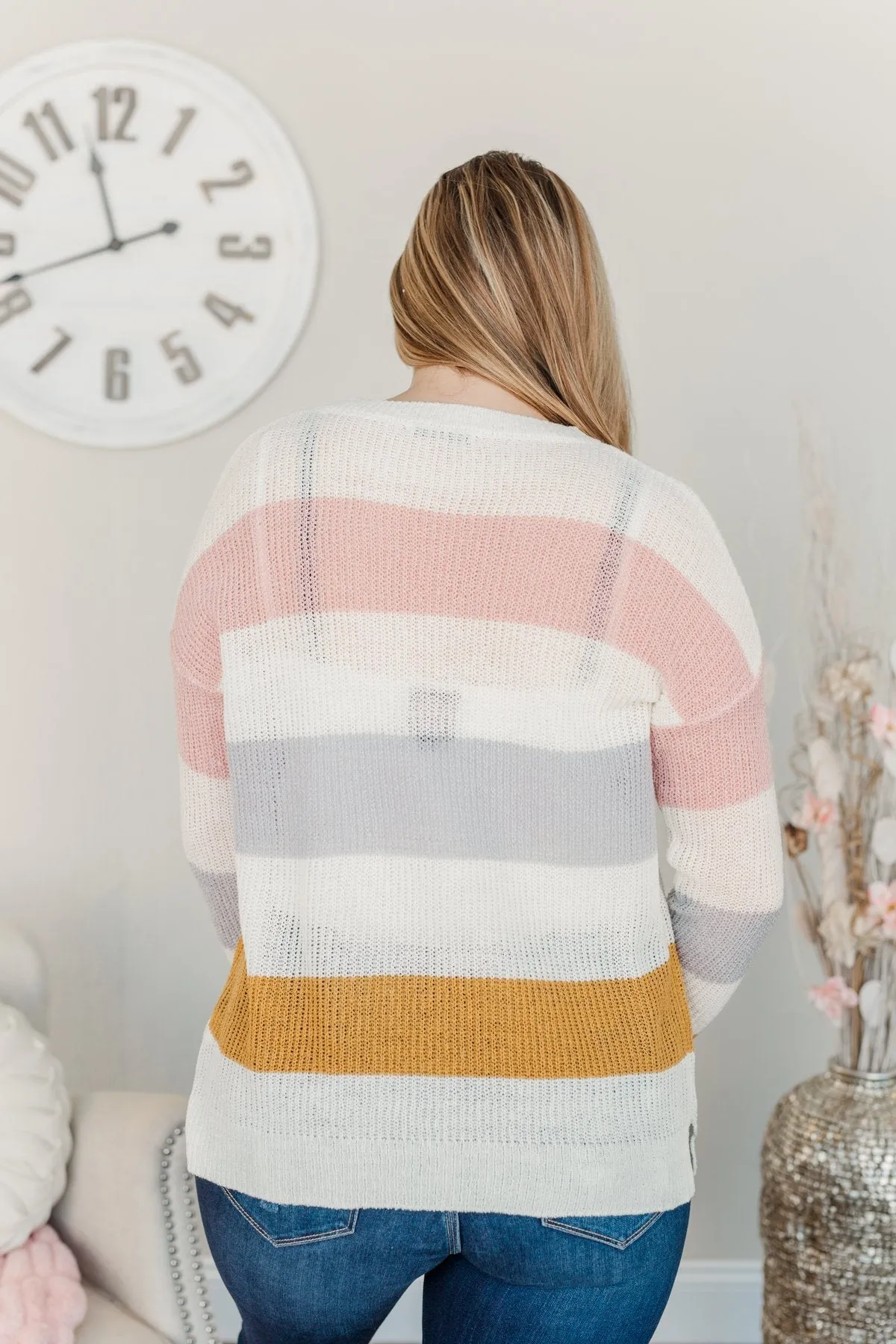 Focus On The Good Knit Sweater- Ivory, Blush, Camel, & Grey