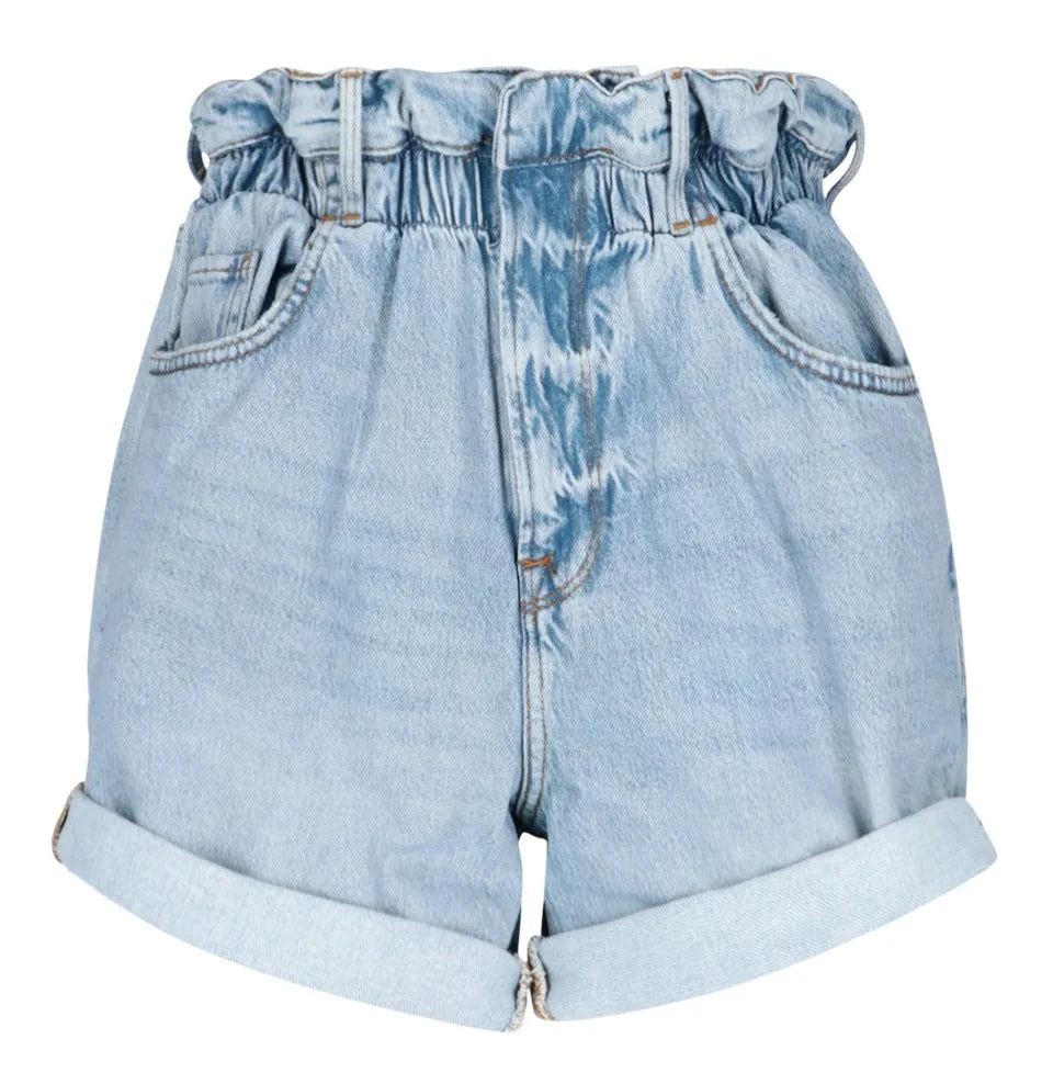 Frame Turn-Up Hem Flared Denim Shorts