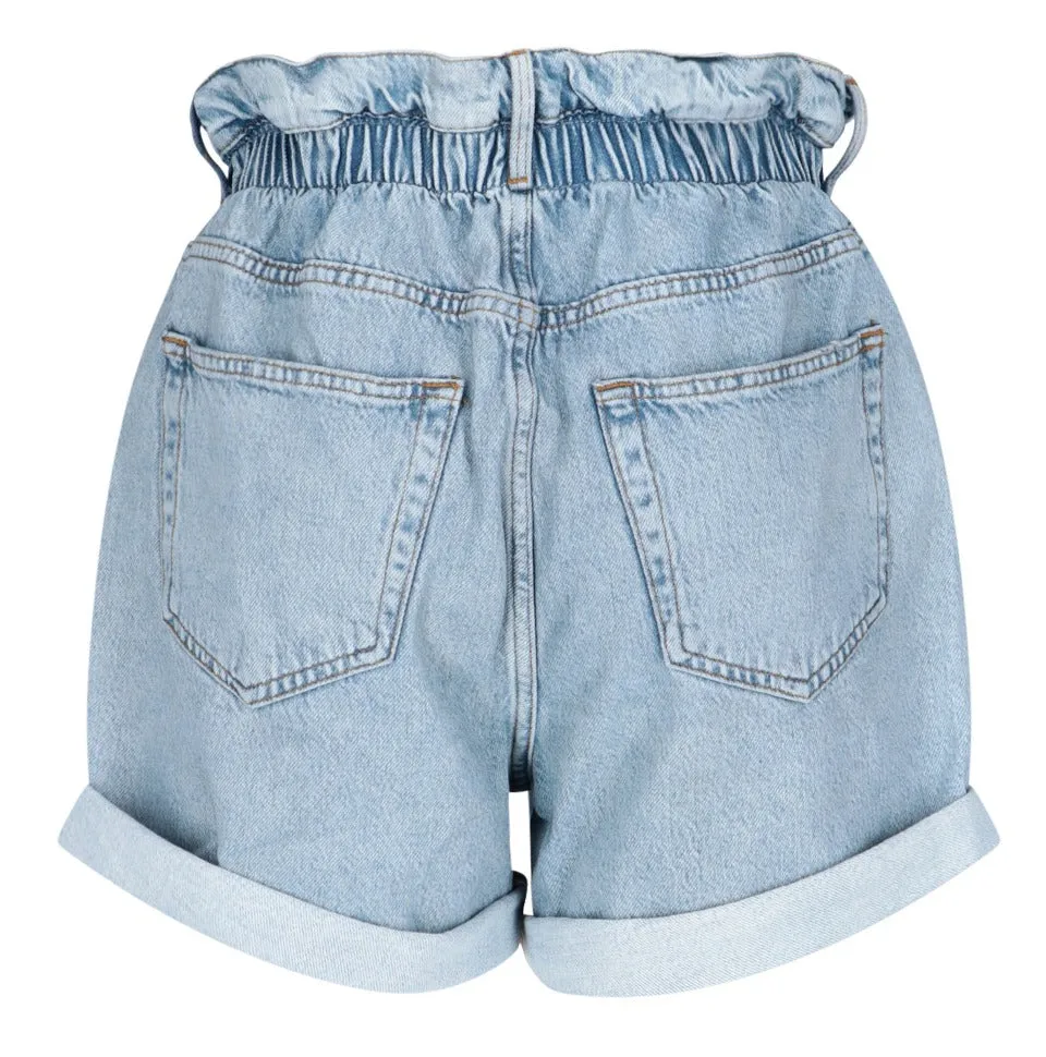 Frame Turn-Up Hem Flared Denim Shorts