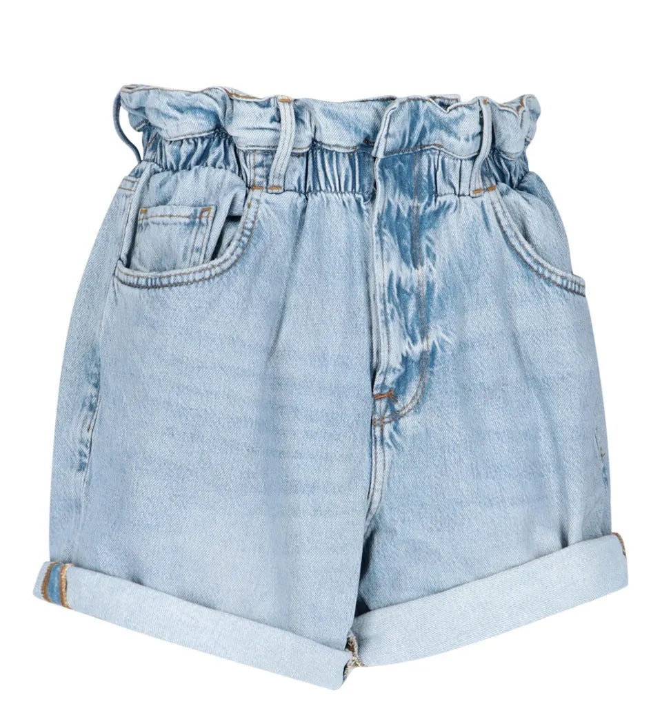 Frame Turn-Up Hem Flared Denim Shorts