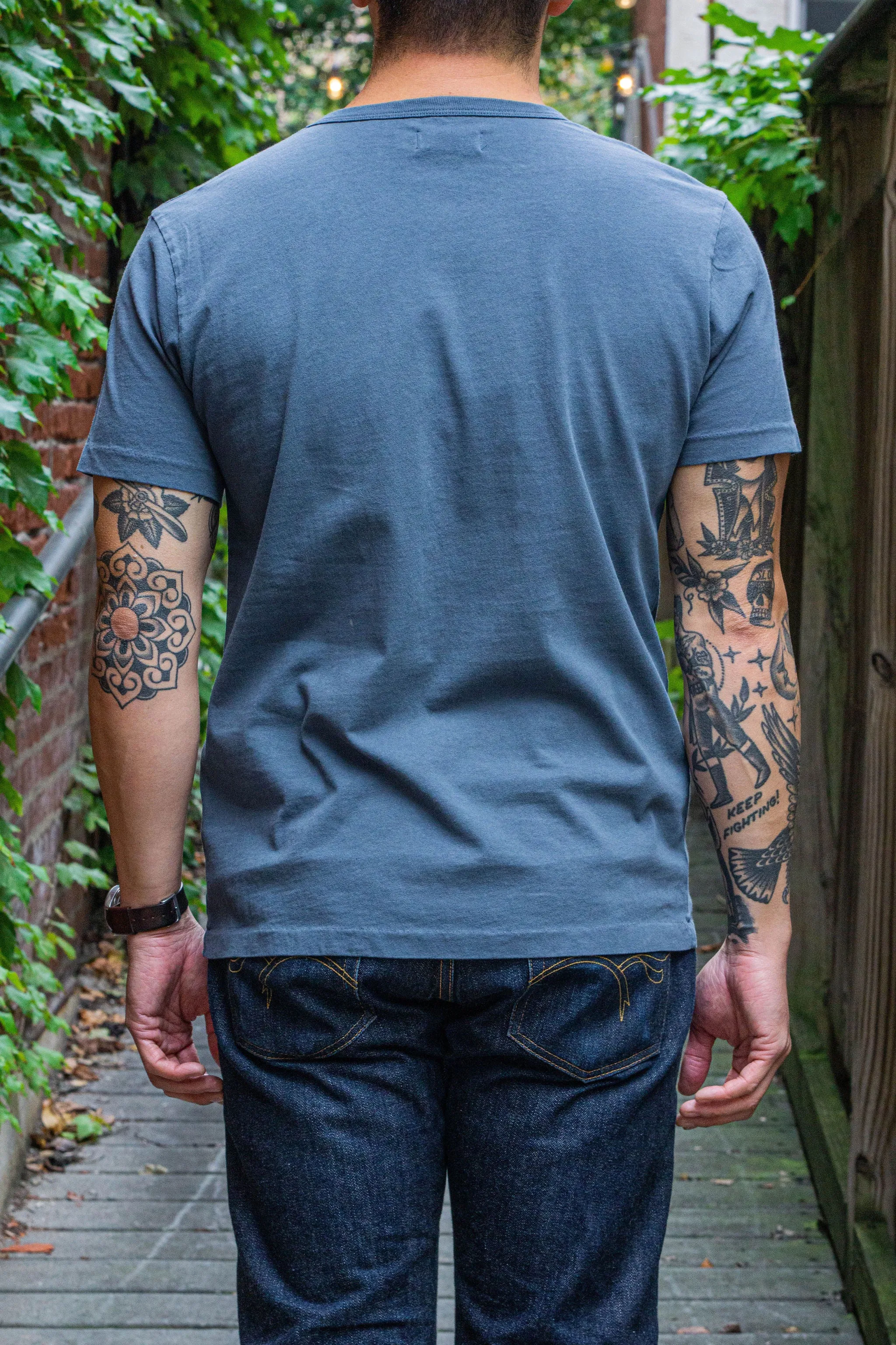 Freenote Cloth 9oz Pocket T-Shirt - Faded Blue