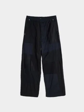 Garment Dyed Multi Fabric Mix Pants, Navy Mix