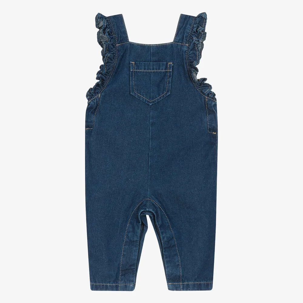 Girls Blue Denim Dungarees