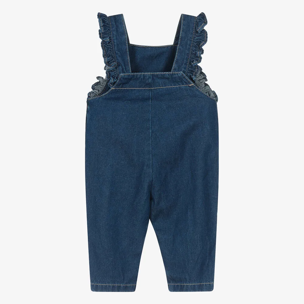 Girls Blue Denim Dungarees