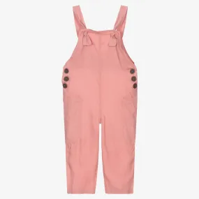 Girls Pink Viscose Dungarees