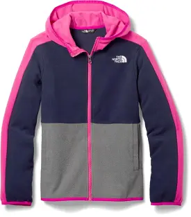 Girls' The North Face | Glacier Full Zip Fleece Hoodie | Grey and Pink