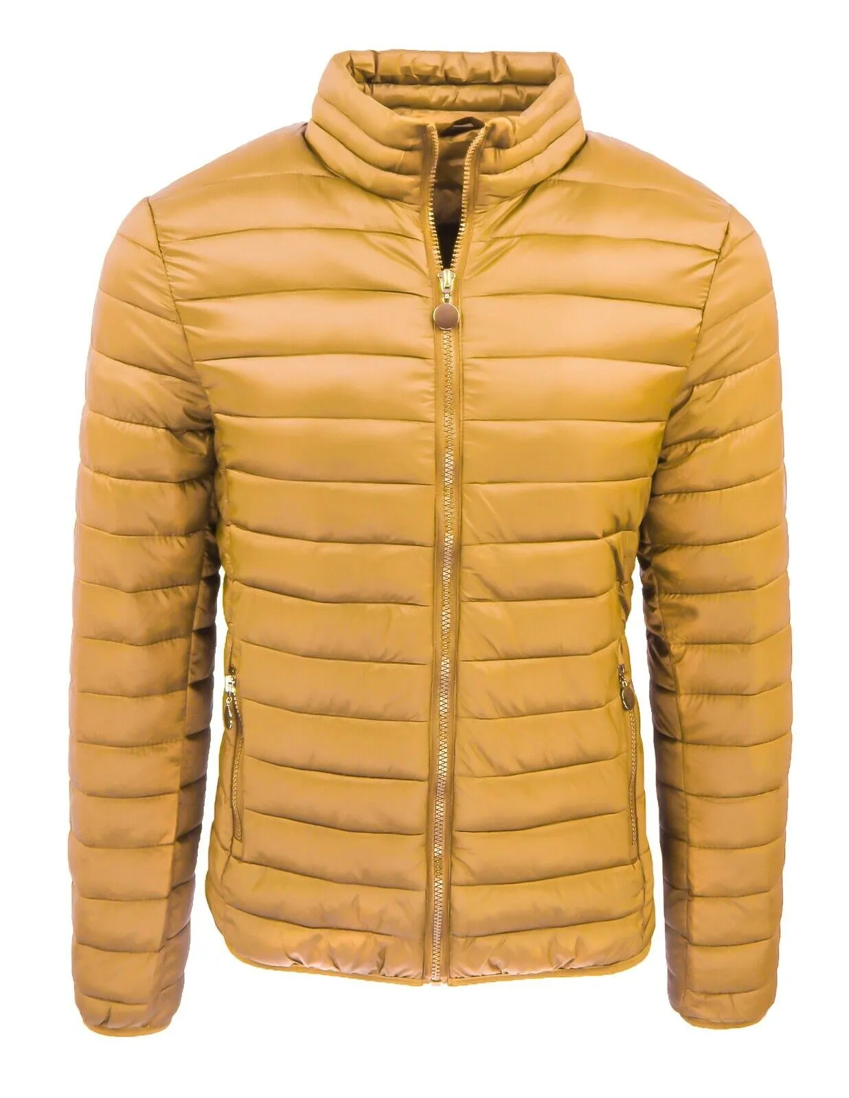 Giubbotto piumino uomo casual giallo senape giacca bomber impermeabile