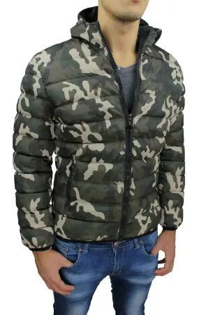 GIUBBOTTO PIUMINO UOMO VERDE MILITARE MIMETICO INVERNALE GIACCA GIACCONE BOMBER