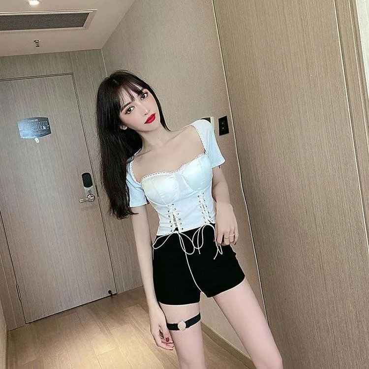 Gothic High Waist Shorts Side Slit