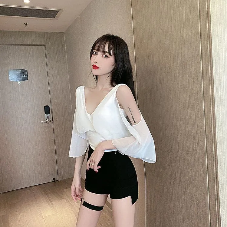 Gothic High Waist Shorts Side Slit