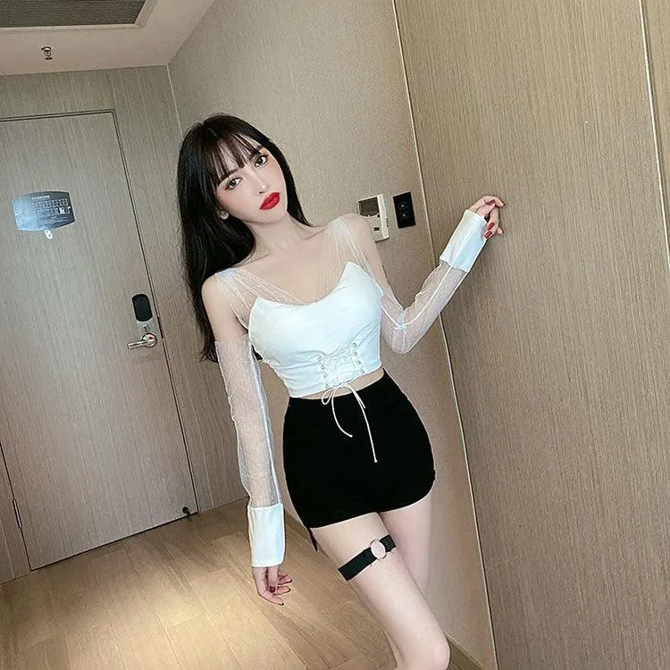 Gothic High Waist Shorts Side Slit