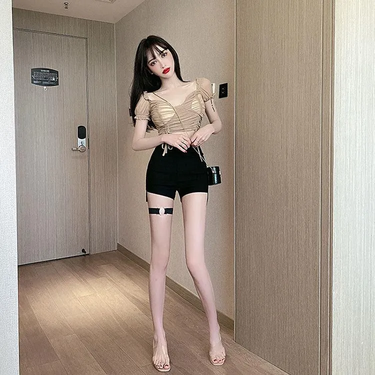 Gothic High Waist Shorts Side Slit