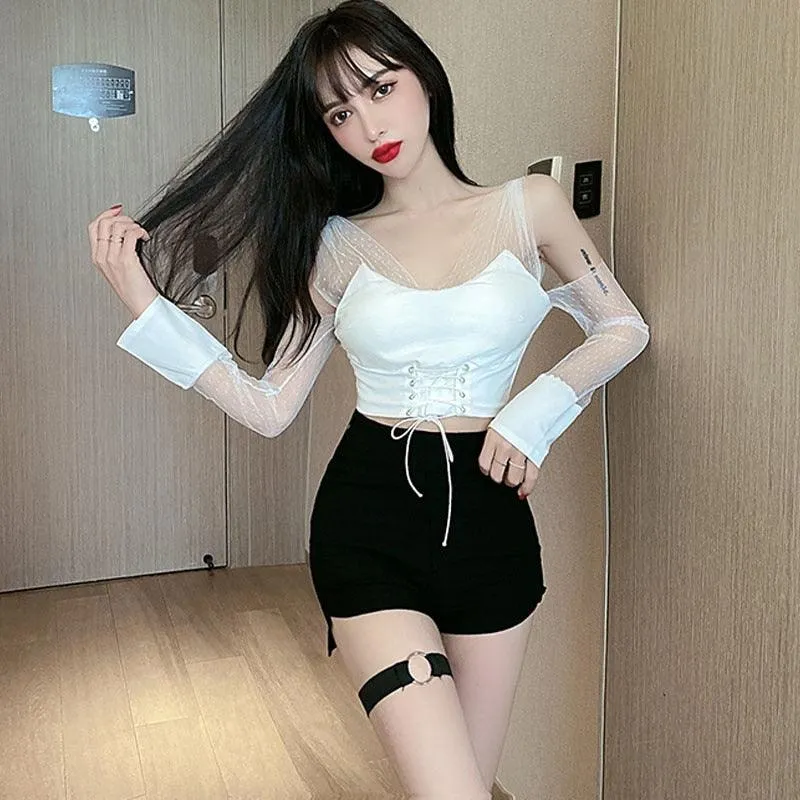 Gothic High Waist Shorts Side Slit