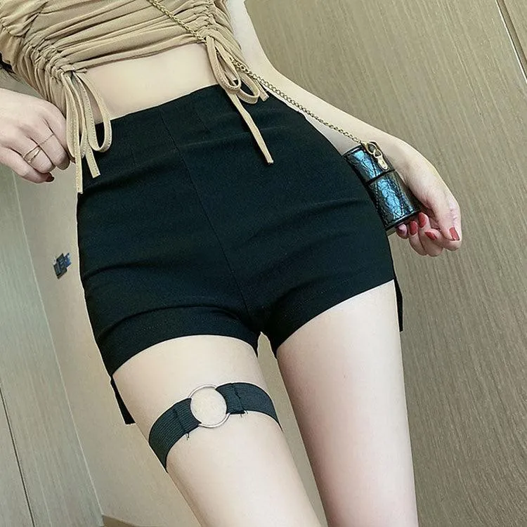 Gothic High Waist Shorts Side Slit