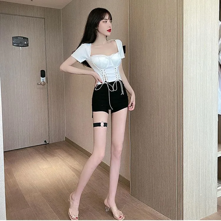 Gothic High Waist Shorts Side Slit