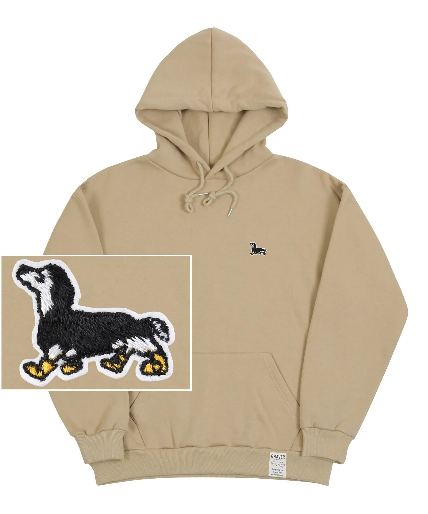 GRAVER  |[GRAVER]★YELLOW BOOTS PUPPY EMBROIDERY HOODIE