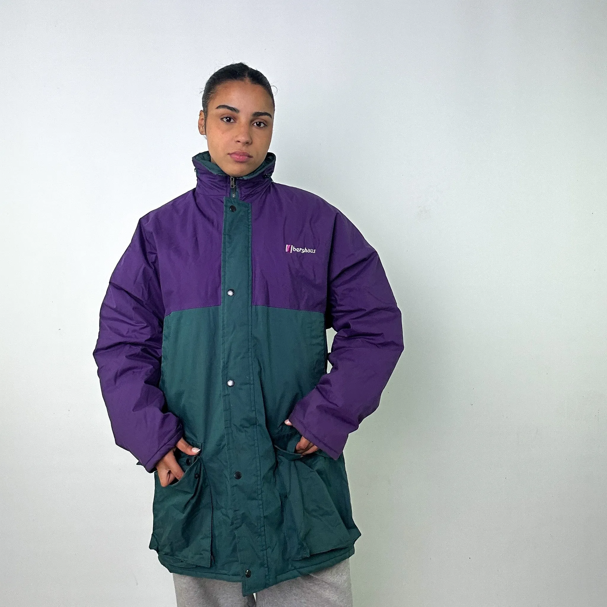 GREEN 90S BERGHAUS PADDED RAIN PUFFER JACKET COAT (