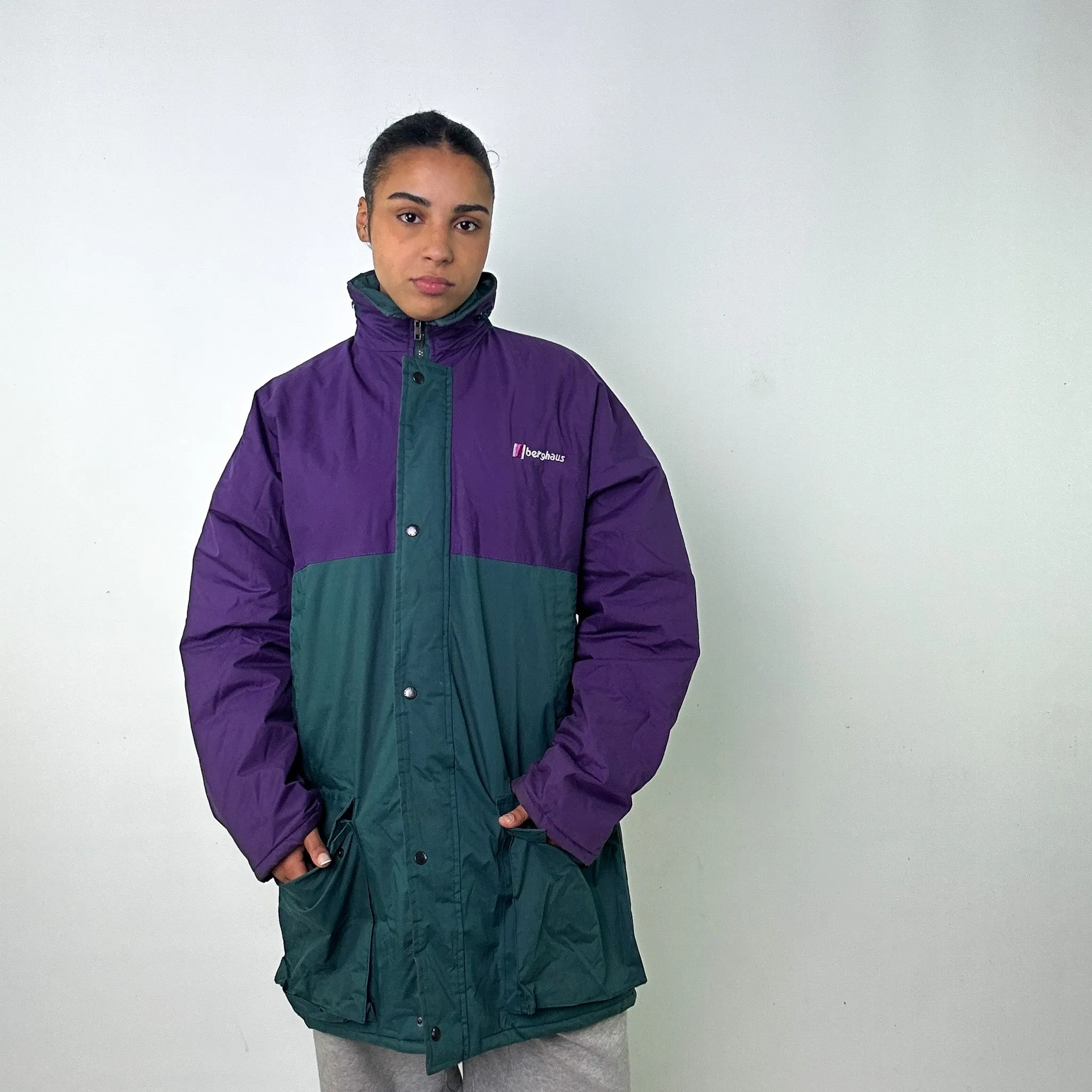 GREEN 90S BERGHAUS PADDED RAIN PUFFER JACKET COAT (