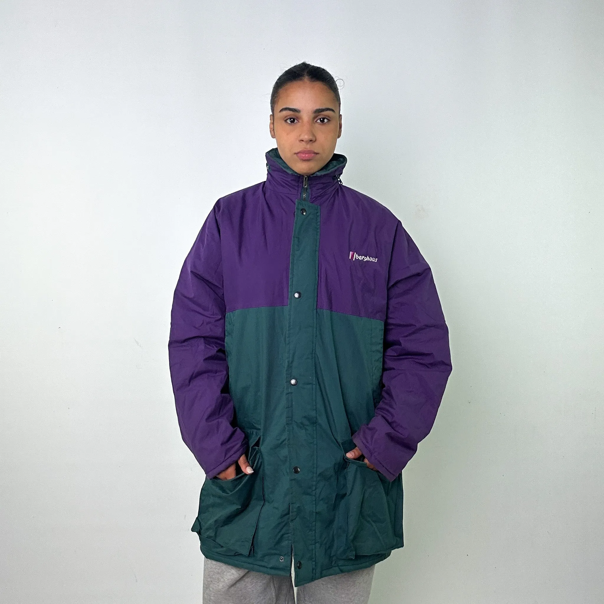 GREEN 90S BERGHAUS PADDED RAIN PUFFER JACKET COAT (