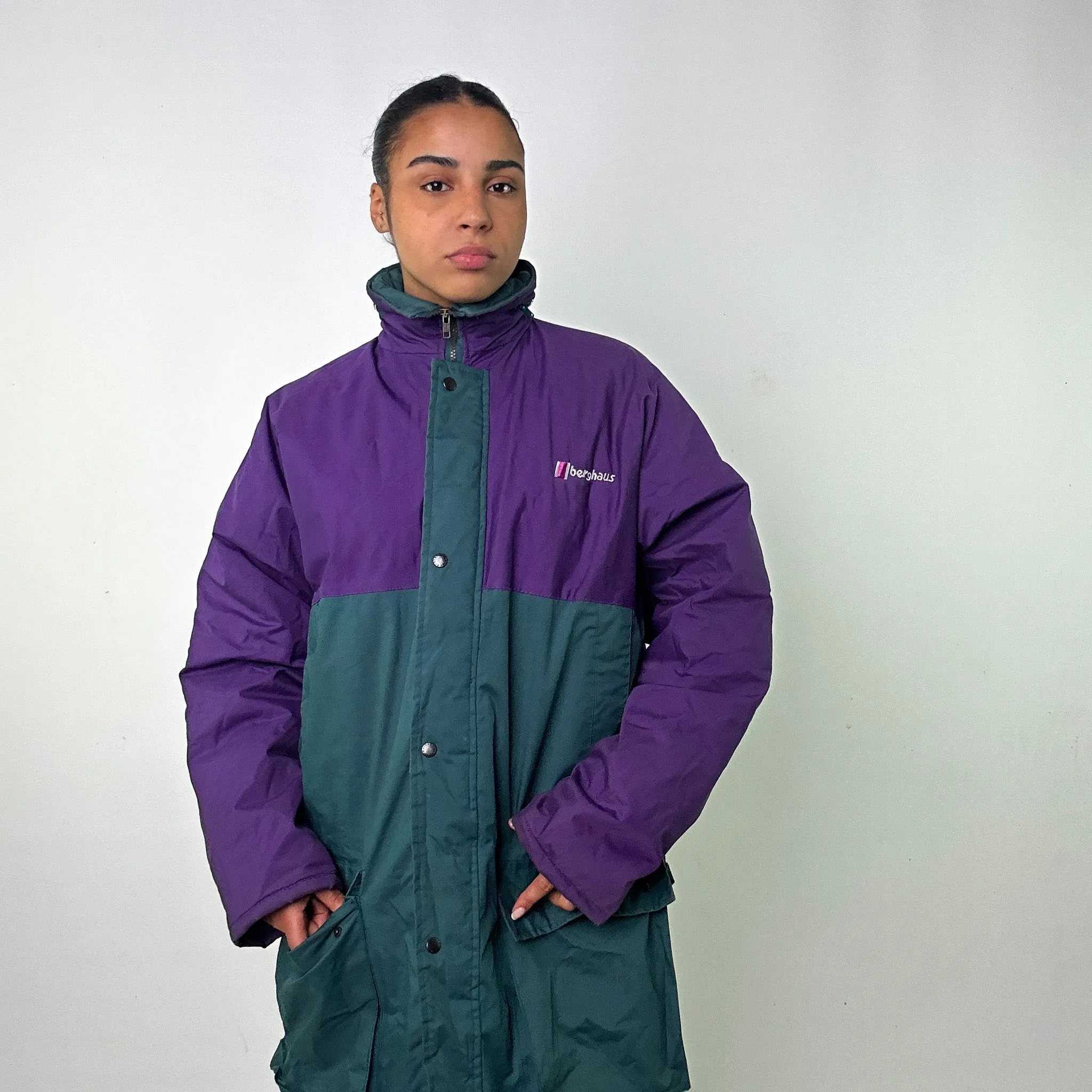 GREEN 90S BERGHAUS PADDED RAIN PUFFER JACKET COAT (