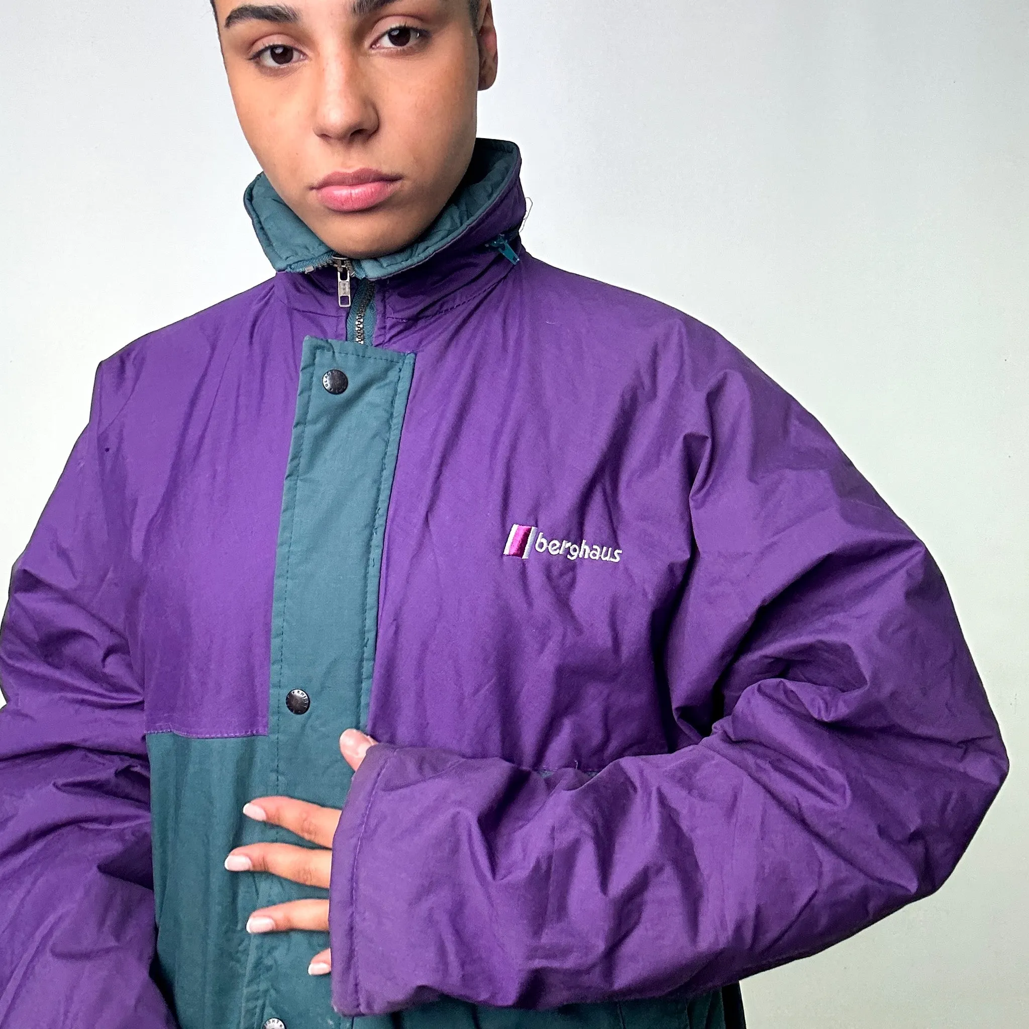 GREEN 90S BERGHAUS PADDED RAIN PUFFER JACKET COAT (