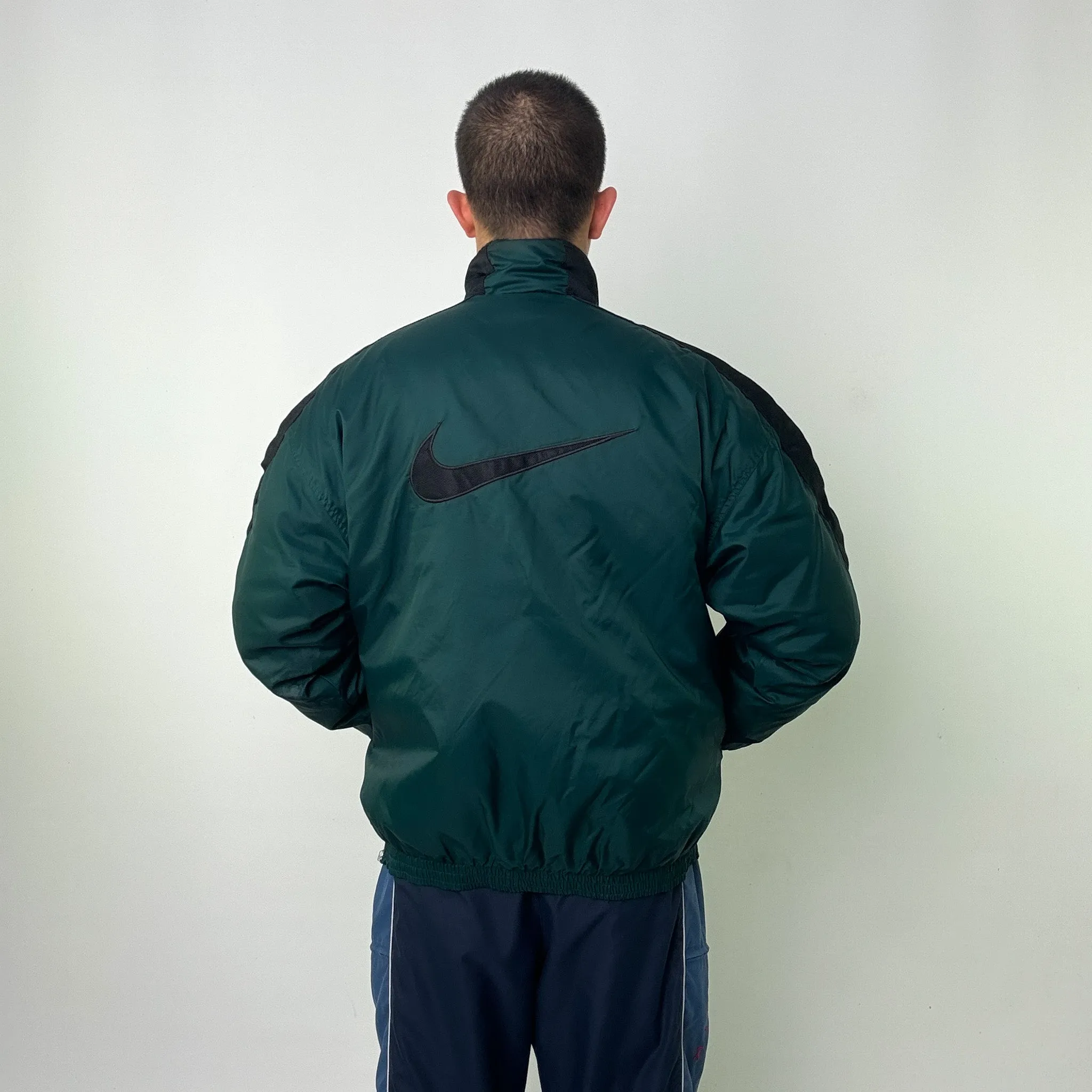 Green 90s NIKE Pullover Puffer Jacket Coat (L)