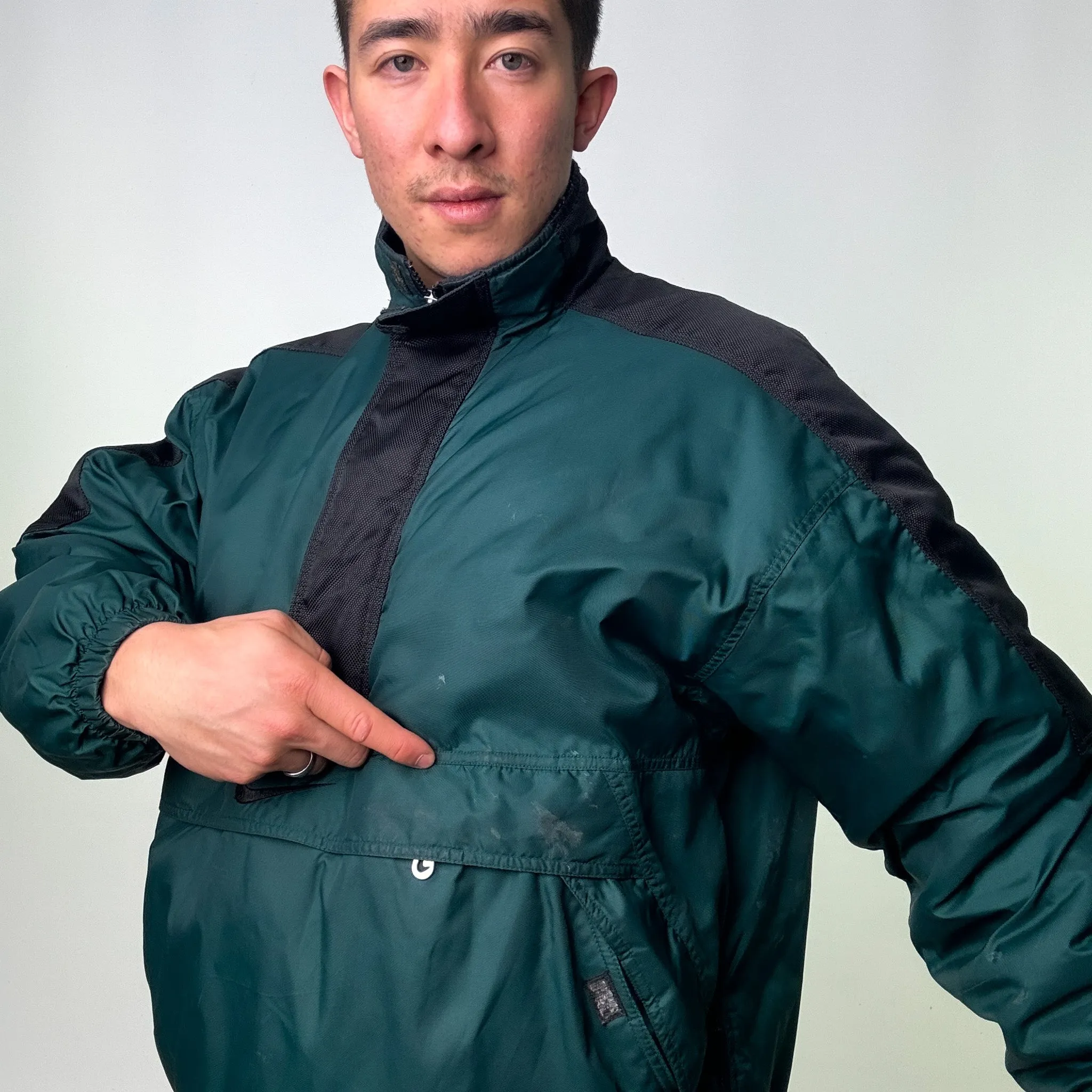 Green 90s NIKE Pullover Puffer Jacket Coat (L)