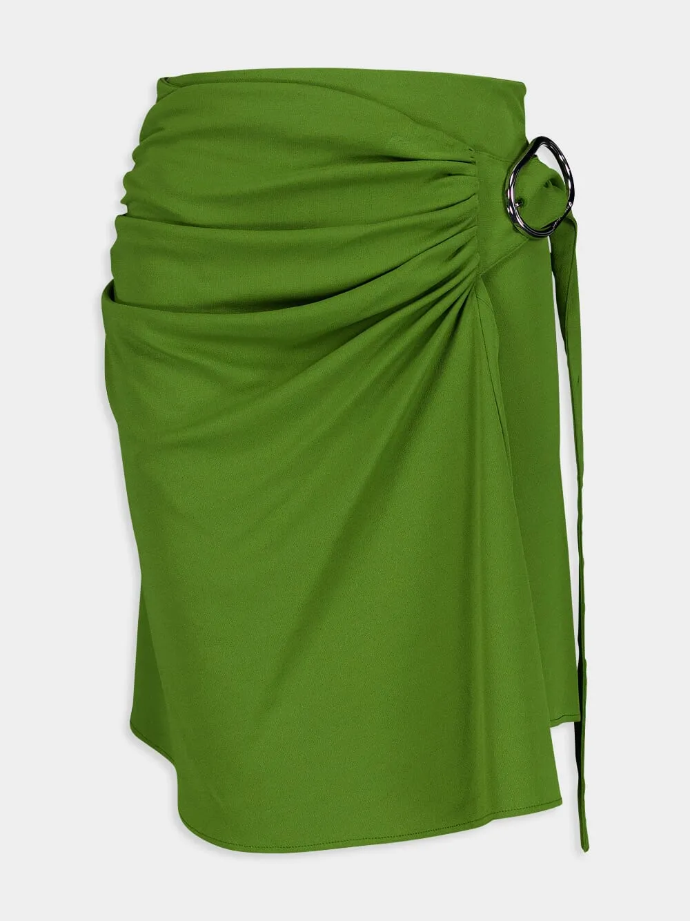 Green Draped Mini Skirt