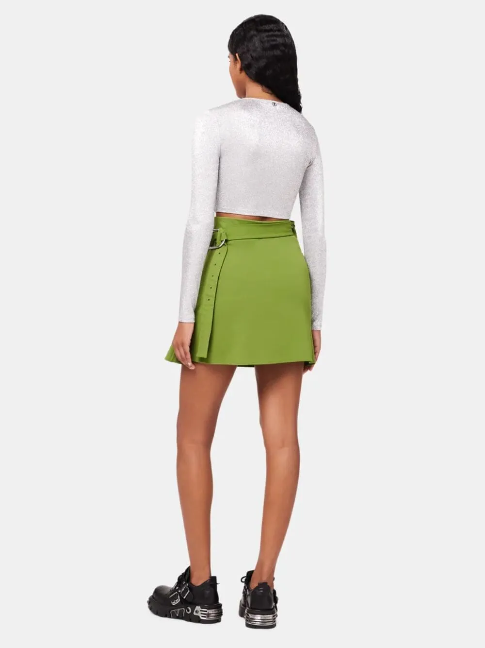 Green Draped Mini Skirt