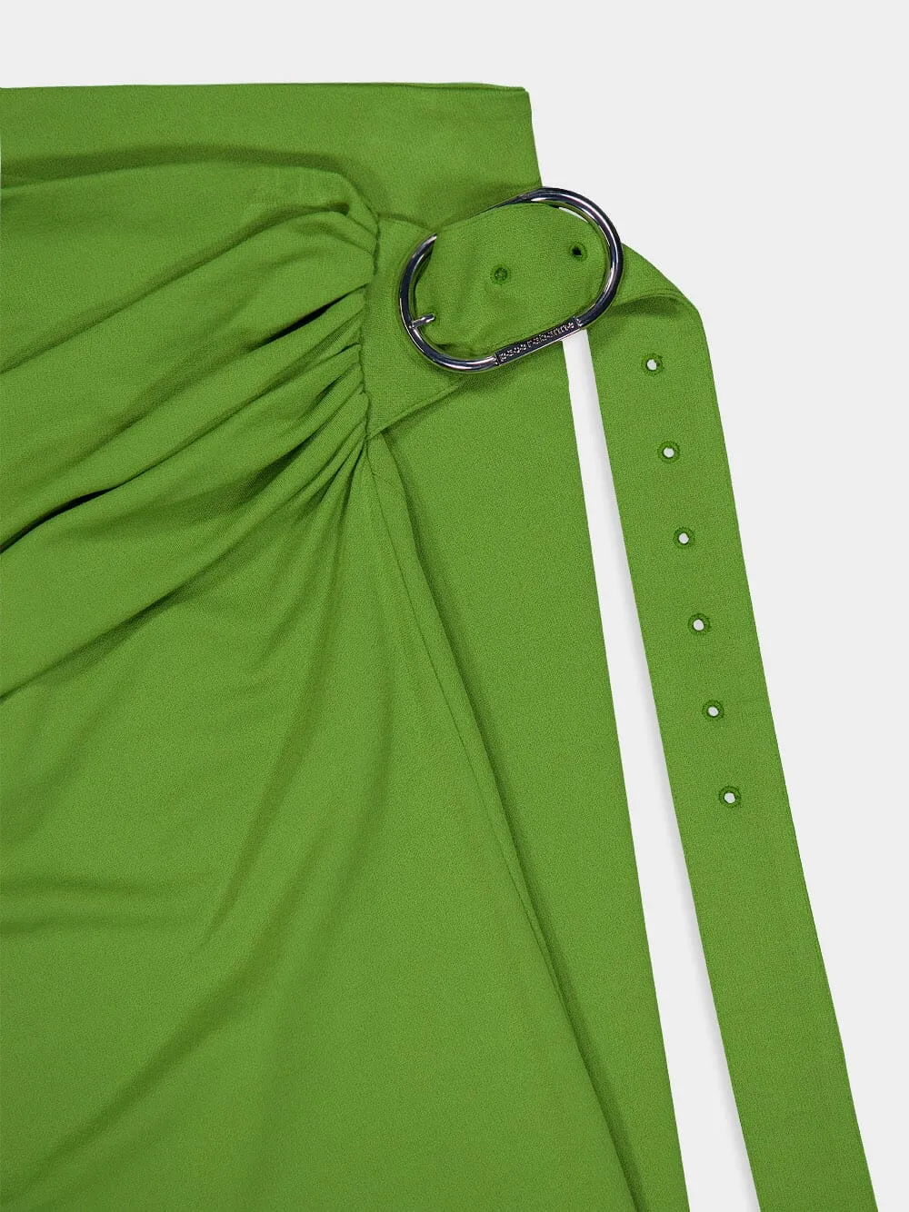 Green Draped Mini Skirt