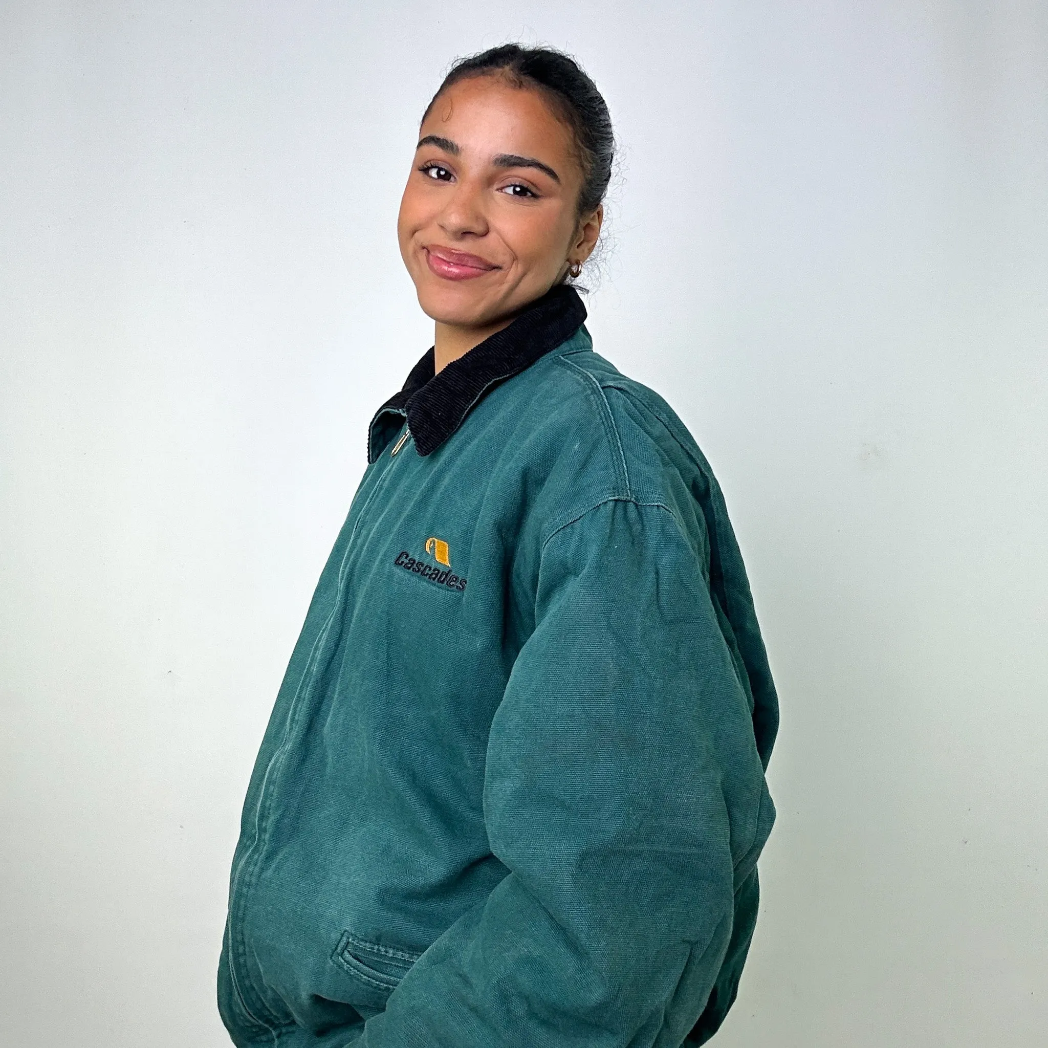 Green Vintage  Tri-Mountain Detroit Workwear Jacket Coat (XL)