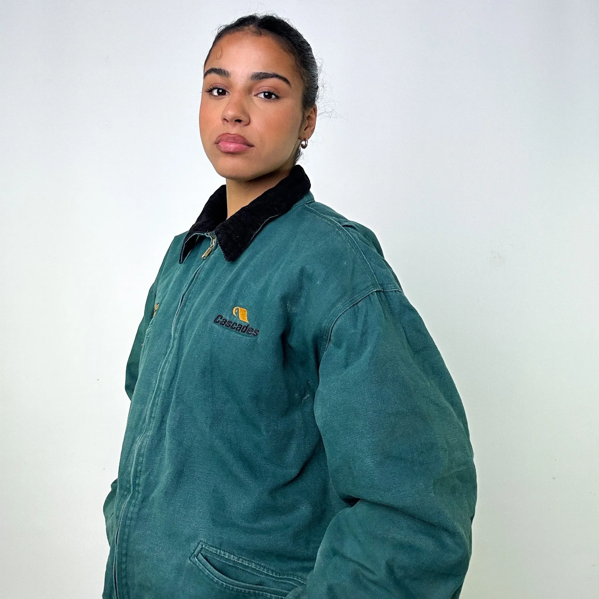 Green Vintage  Tri-Mountain Detroit Workwear Jacket Coat (XL)