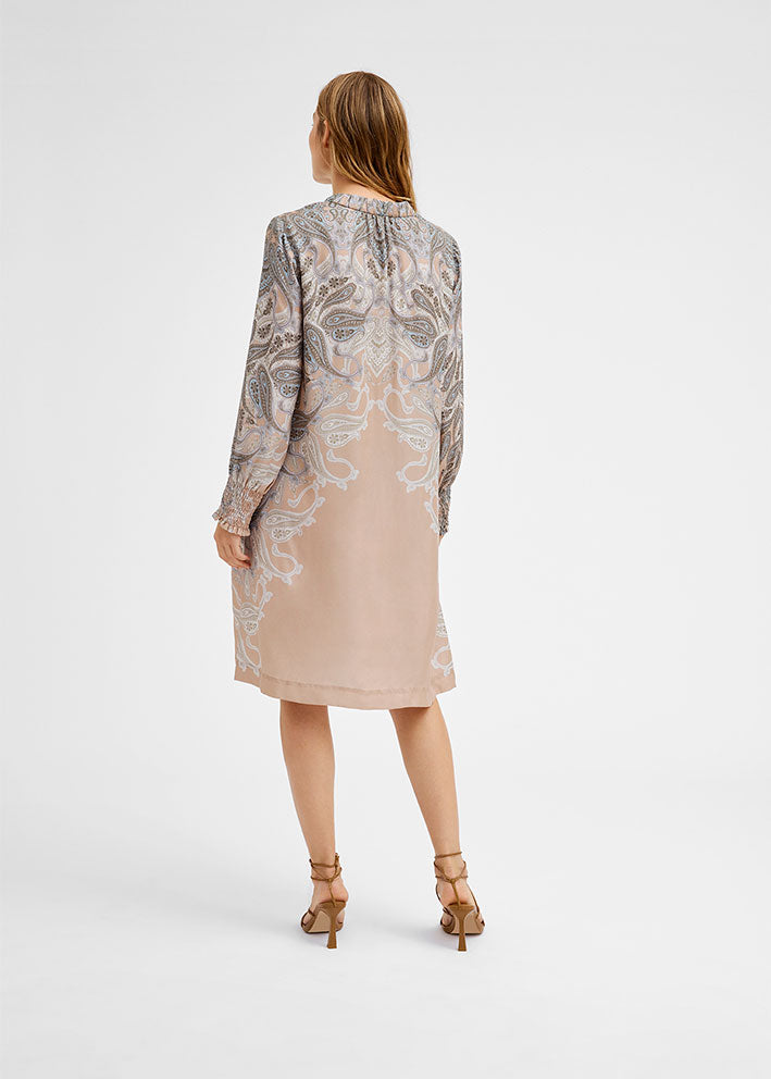 Gustav Costa knee dress 52512 Kjole - Beige w. Army Paisley