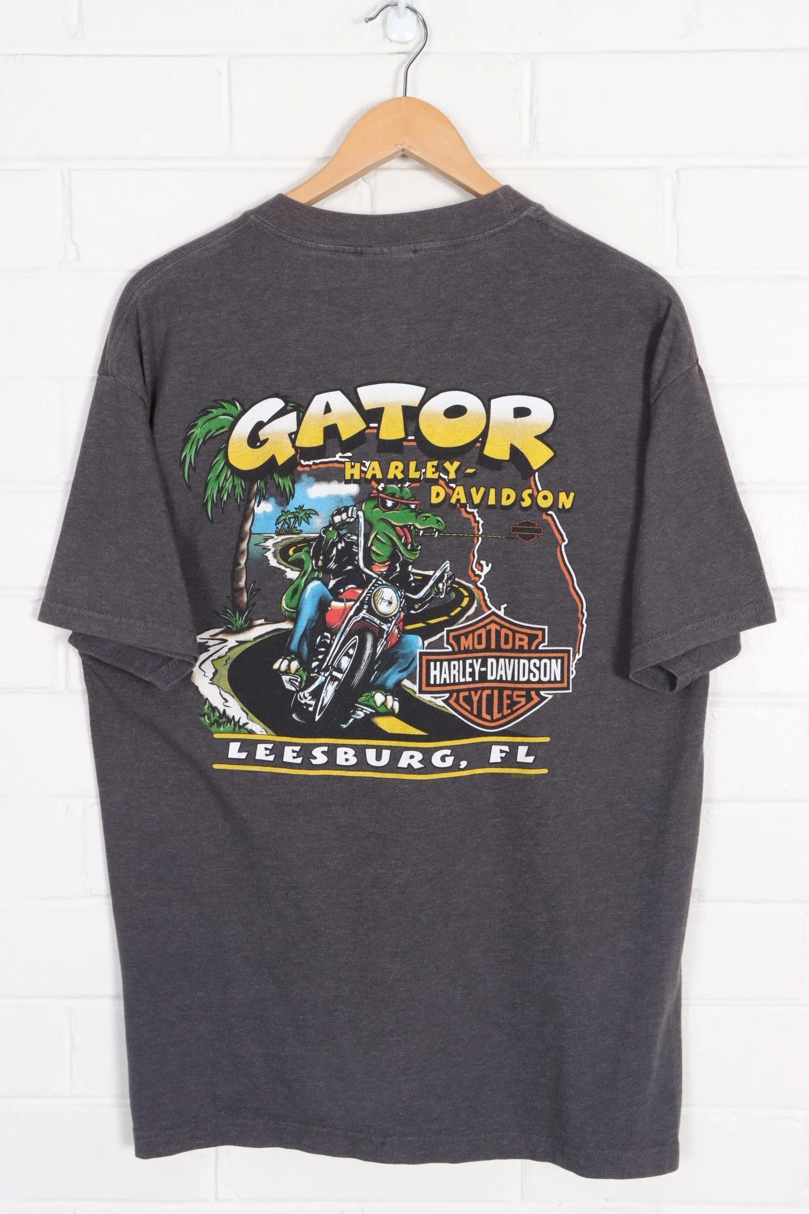 HARLEY DAVIDSON Bike Week Riding Gator Front Back T-Shirt USA Made (L)