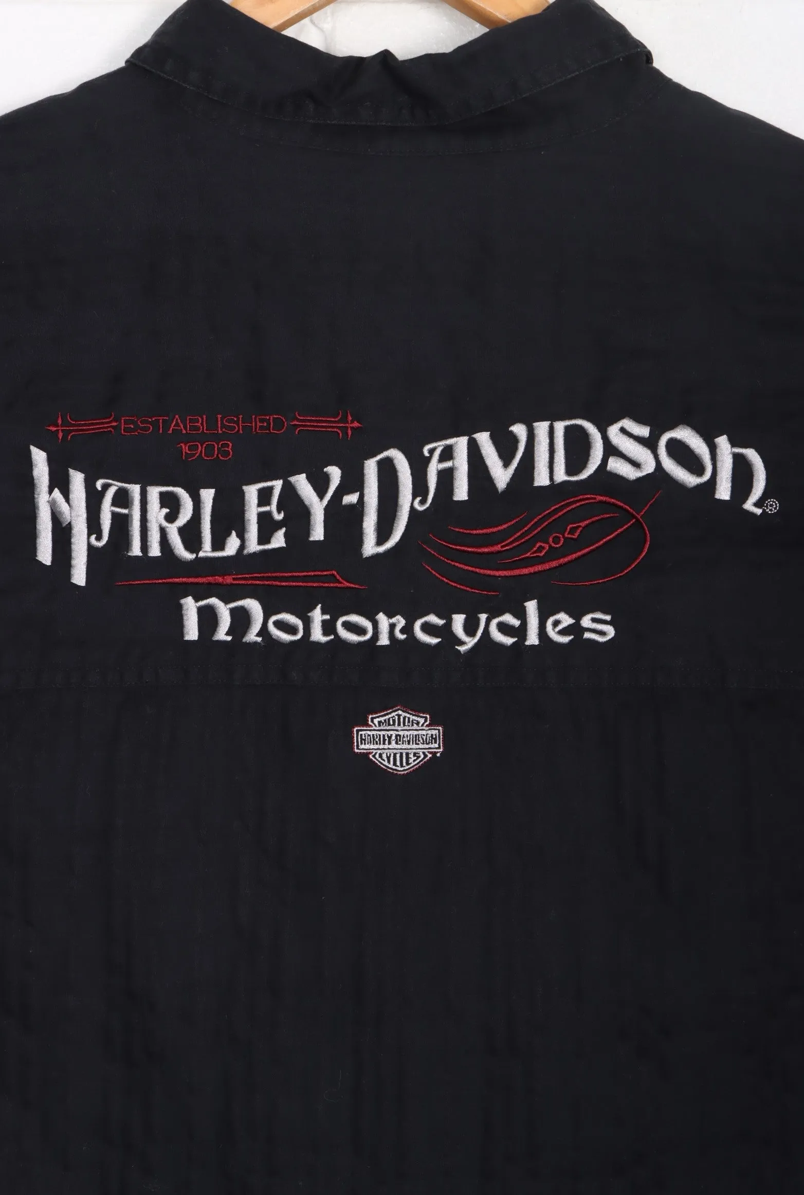 HARLEY DAVIDSON Embroidered Front Back Embossed Plaid Shirt (3XL)