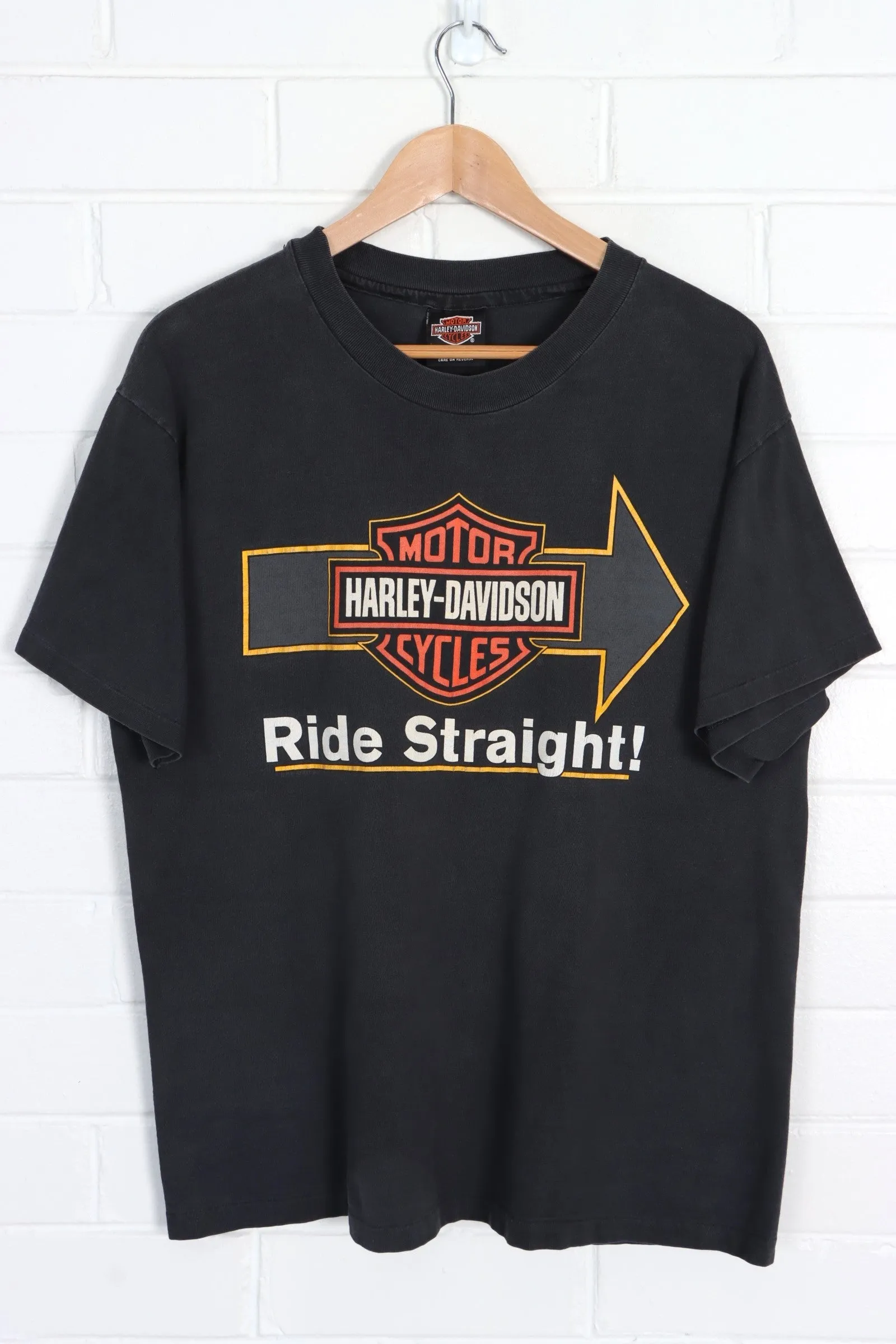 HARLEY DAVIDSON RIDE STRAIGHT! SINGLE STITCH TEE USA MADE (