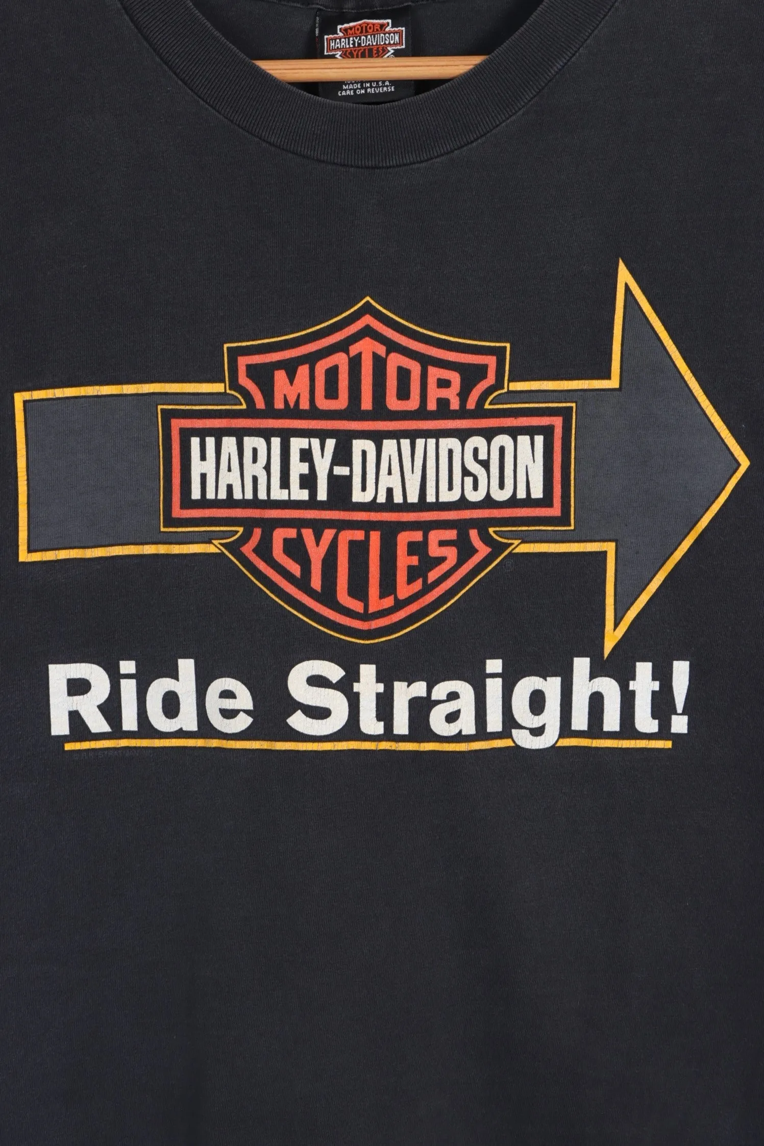 HARLEY DAVIDSON RIDE STRAIGHT! SINGLE STITCH TEE USA MADE (