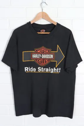 HARLEY DAVIDSON Ride Straight! Single Stitch Tee USA Made (M)