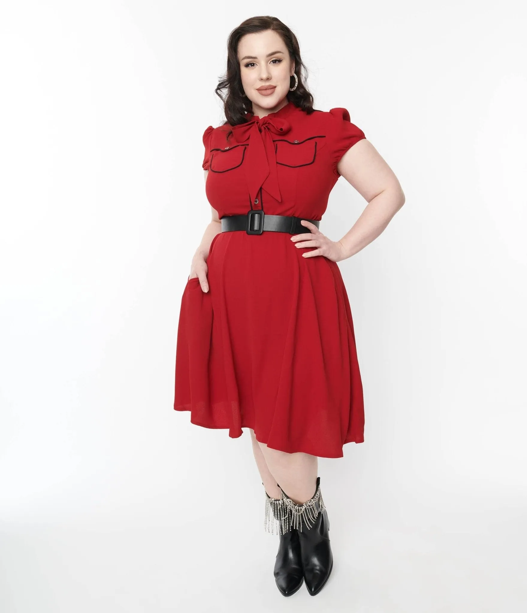 Hell Bunny Red Millie Fit & Flare Dress