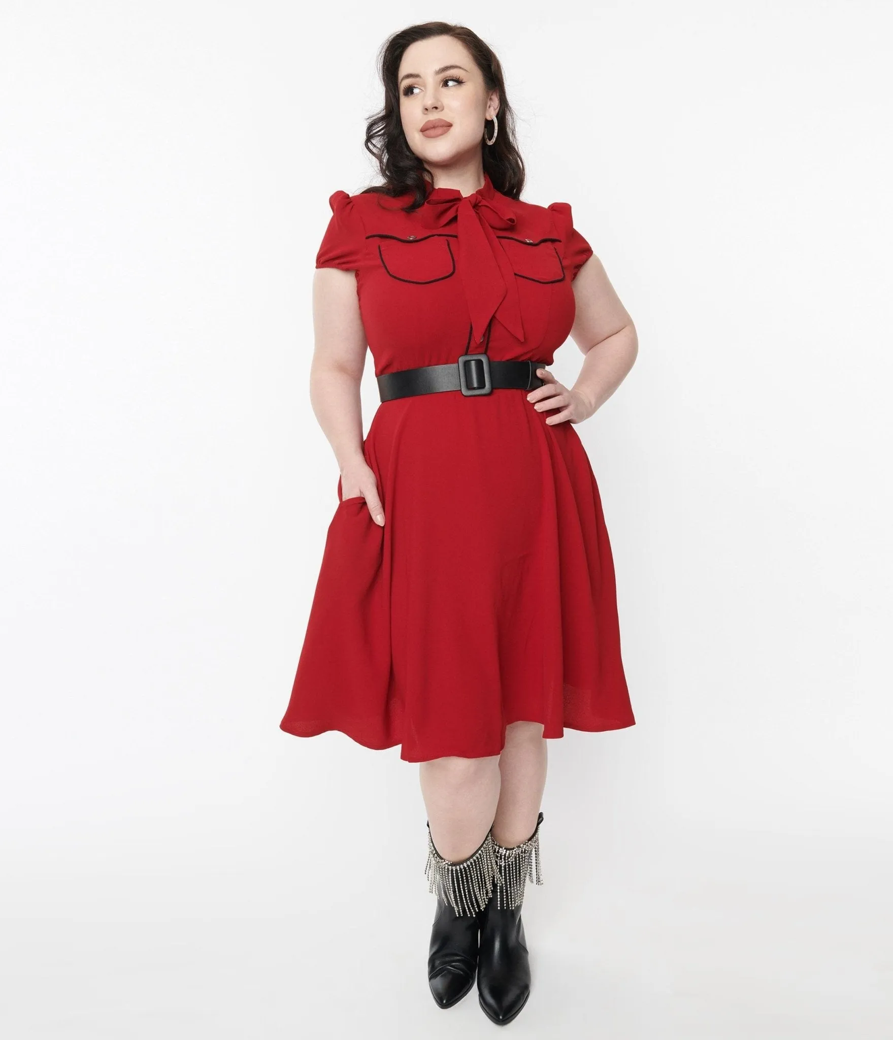 Hell Bunny Red Millie Fit & Flare Dress