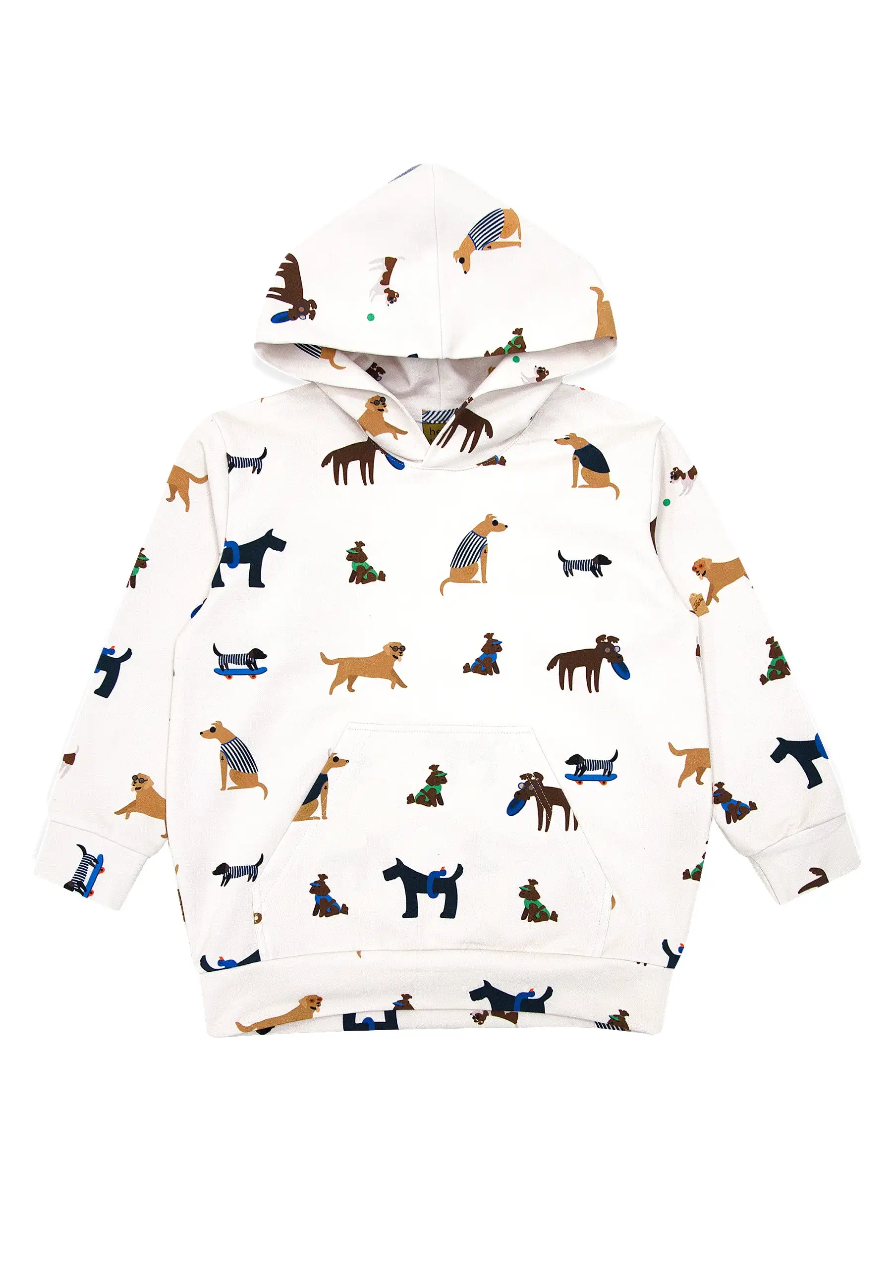 Hoodie off-white with dog print warm