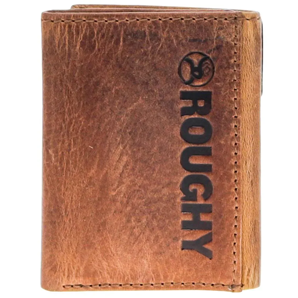 HOOEY CANYON TRIFOLD ROUGHY WALLET DISTRESSED TAN/BROWN LEATHER